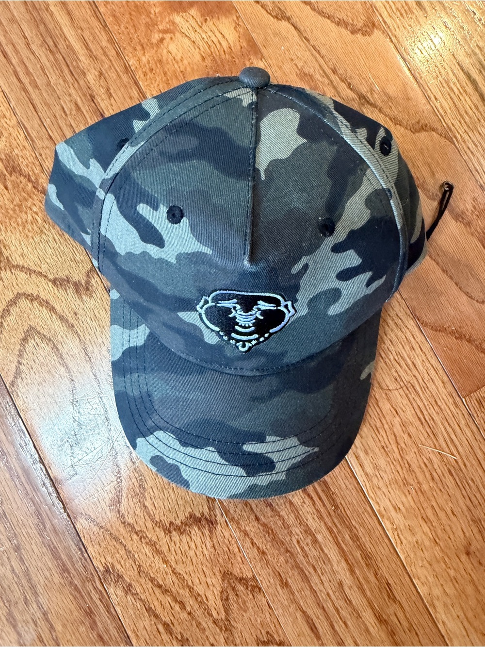 True Religion Camo Ear Flap Snapback Baseball Hat Buddha Patch Cap OSFM